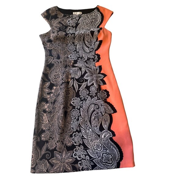 London Times Dresses & Skirts - 💖London Times Women's Size 6 Sleeveless Black & Peach Floral Print Dress